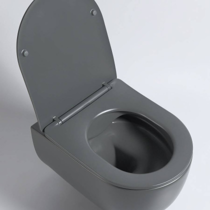 Унитаз подвесной Evo VT1-34SMA безободковый, цвет антрацит матовый, ультратонкое soft-close сиденье Унитаз подвесной Evo VT1-34SMA безободковый, цвет антрацит матовый, ультратонкое soft-close сиденье