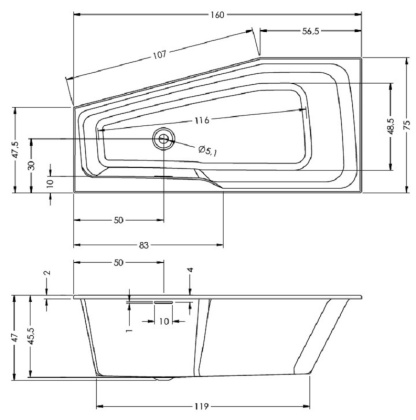 Акриловая ванна Riho Rething Space 160x75 R Акриловая ванна Riho Rething Space 160x75 R