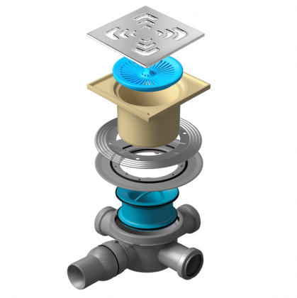 13000006 Точечный трап 150х150 мм Confluo Standard Square 2, металл с перфорацией Square, без рамки Исполнение: Хром  13000006 Точечный трап 150х150 мм Confluo Standard Square 2, металл с перфорацией Square, без рамки Исполнение: Хром