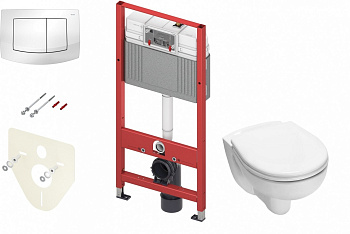 Комплект установки подвесного унитаза: модуль, панель TECEambia белая, унитаз TECE V04