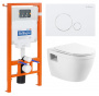 Комплект 3 в 1 Унитаз подвесной с сиденьем BelBagno LOTO BB070CHR/SC + Система инсталляции для унитазов BelBagno BB002-80  с кнопкой смыва BB014-SR-BI