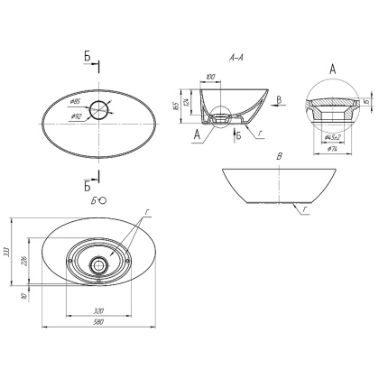 Раковина керамическая на столешницу "Триумф" Раковина керамическая на столешницу "Триумф"