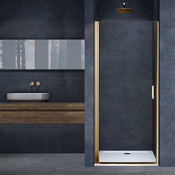 Душевая дверь Alpha VDP-3AL600CLG, брашированное золото, стекло прозрачное Душевая дверь Alpha VDP-3AL600CLG, брашированное золото, стекло прозрачное