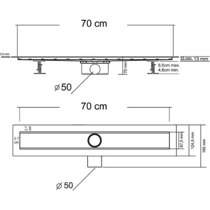 Душевой лоток SAY OPTIMA 601.70.B.M.S.PITI, 70 см, матовый черный