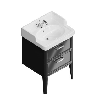 PO.N.60.2\BLK Тумба POMPEI напольная с 2 ящиками 60, черная глянцевая