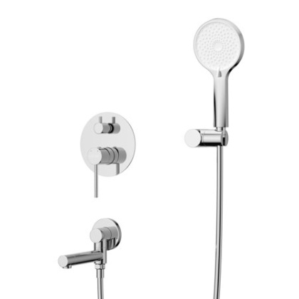 RELAX-VDSET-01 Душевой комплект встраиваемый с изливом (смеситель встраиваемый, верхний душ, ручной душ со шлангом, штуцер с держателем), хром