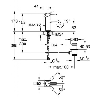 Смеситель однорычажный для раковины, GROHE Allure, M-Size, хром (32757000) Смеситель однорычажный для раковины, GROHE Allure, M-Size, хром (32757000)