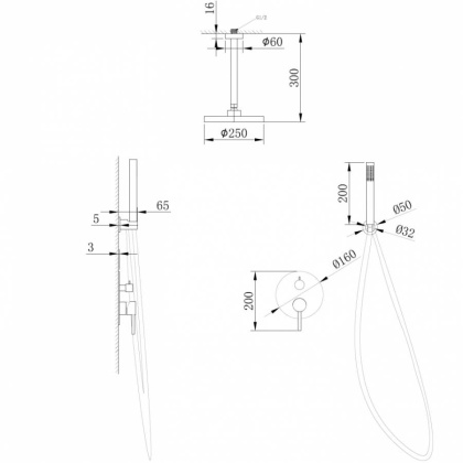 Душевая система ABBER Emotion AF8821B скрытого монтажа без излива, черная матовая Душевая система ABBER Emotion AF8821B скрытого монтажа без излива, черная матовая