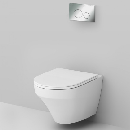 IS49051.501700 Инсталляция с клавишей Pro L глянец. Хром с подвесным унитазом Inspire FlashClean с сид м/л