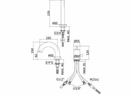 Смеситель на борт ванны Paffoni Light LIG047CR Смеситель на борт ванны Paffoni Light LIG047CR
