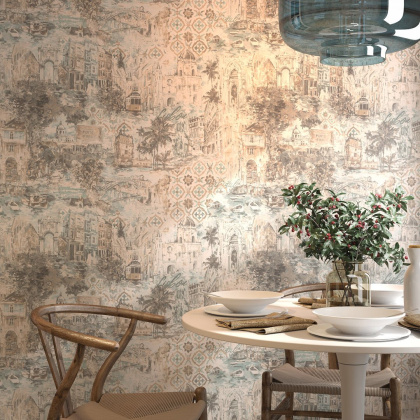 Обои виниловые Впечатление мотив, зелёный