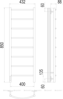 Полотенцесушитель Terminus Классик П8 400х850 левый электро Полотенцесушитель Terminus Классик П8 400х850 левый электро