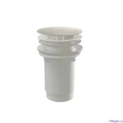 Донный клапан сифона для умывальника 5/4", цельнометаллический, с большой заглушкой, для умывальников без перелива, белый-глянец Донный клапан сифона для умывальника 5/4", цельнометаллический, с большой заглушкой, для умывальников без перелива, белый-глянец