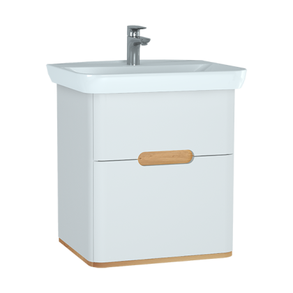 Шкаф  Sento с раковиной, с 2 ящиками, 65 см, с LED подсветкой, цвет матовый белый ( ножки 61069 заказываются отдельно )