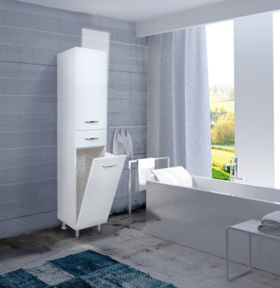 Пенал Onika Модерн 32 напольный, белый, с бельевой корзиной, правый Пенал Onika Модерн 32 напольный, белый, с бельевой корзиной, правый