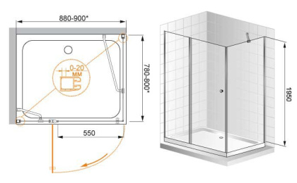 ELENA-W-AH-1-120/100-P-Cr-L Душевой уголок
