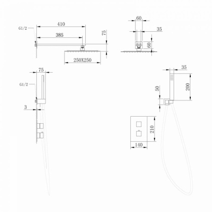 Душевая система ABBER Daheim AF8251NG скрытого монтажа без излива, термостат, никель Душевая система ABBER Daheim AF8251NG скрытого монтажа без излива, термостат, никель