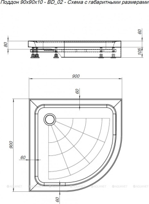 Душевой поддон Aquanet Blur BD-02 90x90 Душевой поддон Aquanet Blur BD-02 90x90