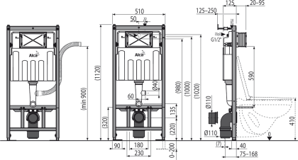 Скрытая система инсталляции с возможностью вентиляции для сухой установки (для гипсокартона)