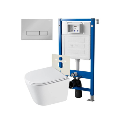 Сет: Система инсталляции Point Элемент для подвесного унитаза PN45120 + Клавиша смыва для инсталляции Point Меркурий, хром, PN44831C + Унитаз подвесной Point Венера безободковый, белый, сиденье дюропласт микролифт быстросъемное PN41071