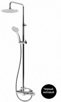 LEAF-CVDA-30-NOP Душевая стойка телескопическая с изливом с верхним и ручным душем, верхний душ диаметр 300 мм АБС пластик, исполнение черный матовый LEAF-CVDA-30-NOP Душевая стойка телескопическая с изливом с верхним и ручным душем, верхний душ диаметр 300 мм АБС пластик, исполнение черный матовый