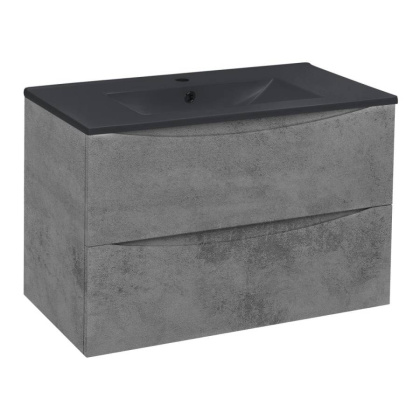 База под керамическую раковину Mia 750 подвесная, 2 выкатных ящика soft close, Beton