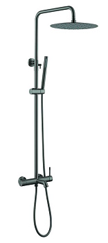 Стойка для душа со смесителем , Uno Gun Metall, верхний душ латунь