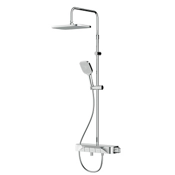 F078F300 Func, душ.сис-ма: Смеситель-полка д/ванны/душа с ТМС, душ.штанга, верхн. душ квадр., ручн.душ, F078F300 Func, душ.сис-ма: Смеситель-полка д/ванны/душа с ТМС, душ.штанга, верхн. душ квадр., ручн.душ,