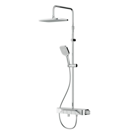 F078F300 Func, душ.сис-ма: Смеситель-полка д/ванны/душа с ТМС, душ.штанга, верхн. душ квадр., ручн.душ, F078F300 Func, душ.сис-ма: Смеситель-полка д/ванны/душа с ТМС, душ.штанга, верхн. душ квадр., ручн.душ,