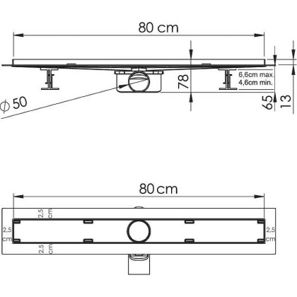 Душевой лоток SAY ALMIRA JASMIN 605.80.P.BUK, 80 см, хром