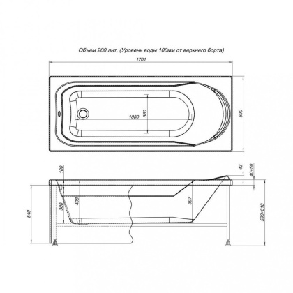 Акриловая ванна Aquanet West 170х70 239757