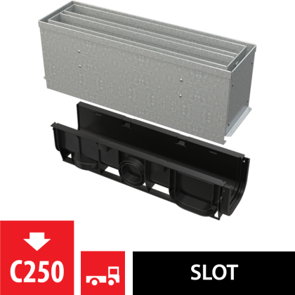 Щелевой дренажный канал с симметричной сервисной надставкой 160 мм, оцинкованная сталь 