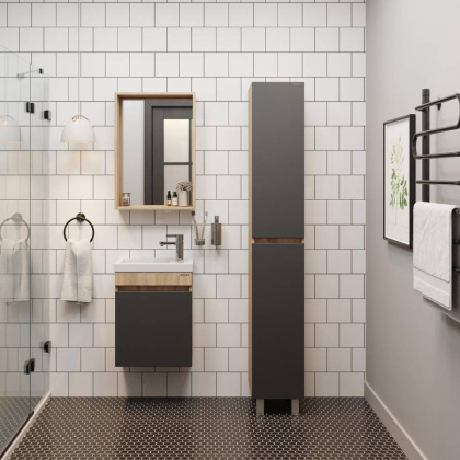 Пенал Onika Милтон 30 напольный, серый/дуб сонома, универсальный