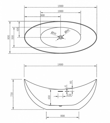Акриловая ванна Abber 180х80 AB9333 Акриловая ванна Abber 180х80 AB9333