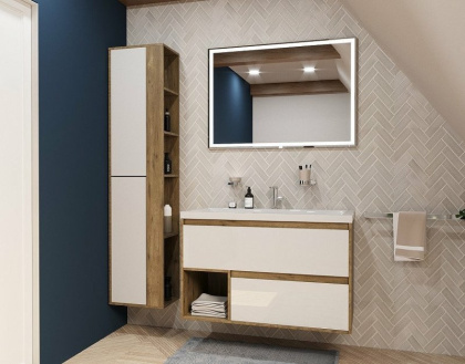 Комплект мебели Monaco Wood 1000х480 подвесной 2 ящика (ШхГхВ) 998х476х607