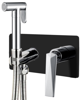 Гигиеническая лейка со смесителем VENTURO черный + хром Гигиеническая лейка со смесителем VENTURO черный + хром