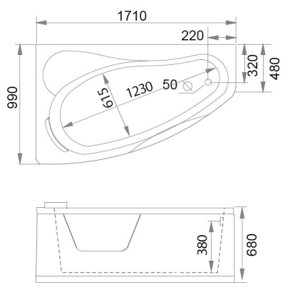 Акриловая ванна Gemy 170х100 G9046 II K L Акриловая ванна Gemy 170х100 G9046 II K L