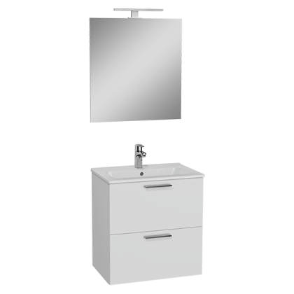 Набор Mia 60 см с выдвижными ящиками (раковина, шкаф под раковину, зеркало), цвет белый глянцевый
