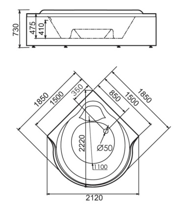 Акриловая ванна Gemy 185х185 G9088 O Акриловая ванна Gemy 185х185 G9088 O