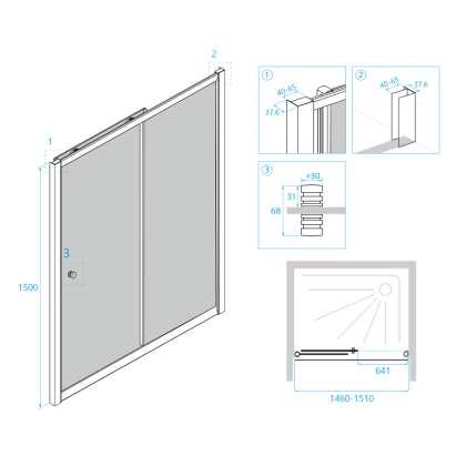Шторка на ванну RGW Screens SC-42 150x150 профиль Хром стекло шиншилла