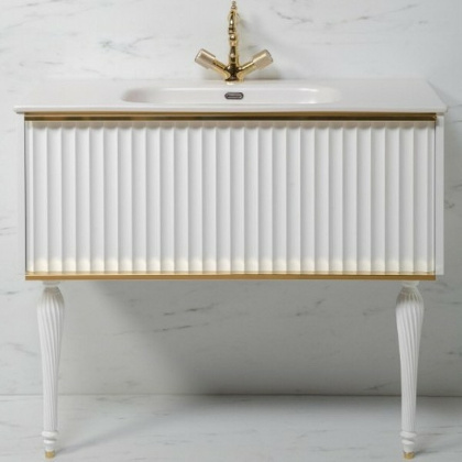 Тумба Canale 80 белая + Золото_Комплект 843-080-WG Boheme