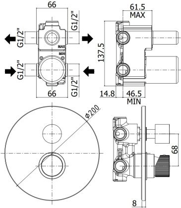 Смеситель для душа Paffoni Jo JO018NO (с внутренней частью) Смеситель для душа Paffoni Jo JO018NO (с внутренней частью)