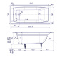Ванна чугунная Creto Edge 150х70 см 26-1150 Ванна чугунная Creto Edge 150х70 см 26-1150