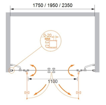 ELENA-W-B-22-240-P-Cr Душевая дверь