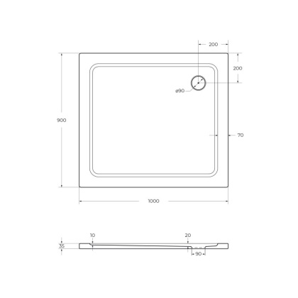 Поддон SMC CEZARES TRAY-M-AH-100/90-35-W Поддон SMC CEZARES TRAY-M-AH-100/90-35-W