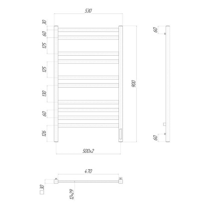 Полотенцесушитель электрический Lemark Melange LM49910Z П10 500x900, диммер справа, хром Полотенцесушитель электрический Lemark Melange LM49910Z П10 500x900, диммер справа, хром