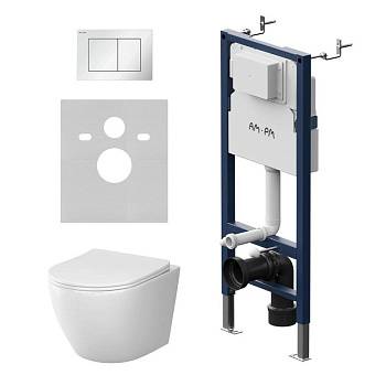 IS90201.801900 Инсталляция с клавишей PrimeFit S, бел глянец., с подвесным унитазом Like Aquaspin с сид м/лифт