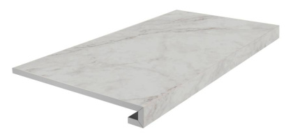 Ступень клееная фронтальная Тубкаль белый матовый обрезной 33x60x0,9