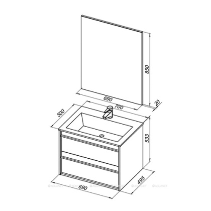 Мебель для ванной Aquanet Lino 70 белый матовый Мебель для ванной Aquanet Lino 70 белый матовый