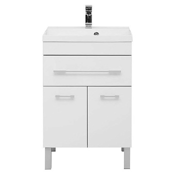 Тумба с раковиной Aquanet Верона 58 белый (напольная 1 ящик 2 дверцы)